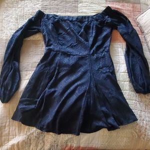 strapless blue dress